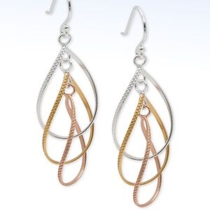 Giani Bernini Tri-Tone Sterling Silver Multi Teardrop Hoop Earrings